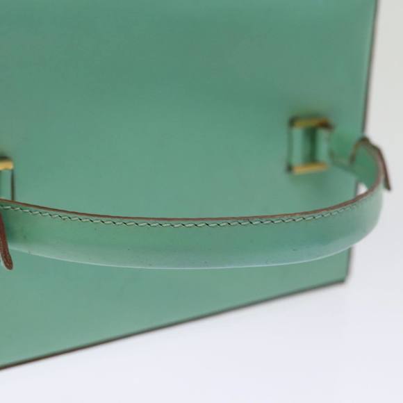 CELINE Vanity Cosmetic Pouch Leather Green Auth 74541 - Picture 7 of 16